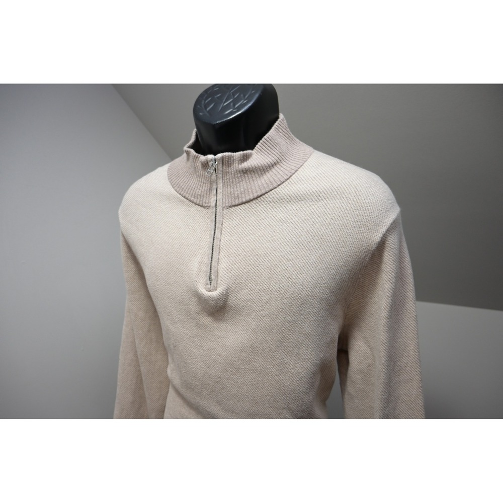 Bonobos 1/4 Zip Sweater Mens Large Beige Cashmere‎ Blend Slim Fit Excellent